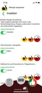 Insekten in Lebensmittel App